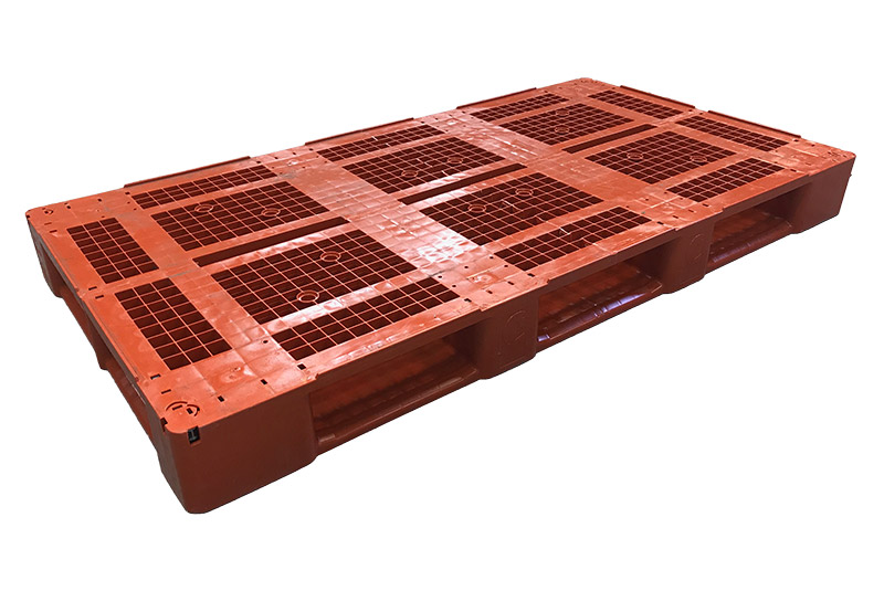 A plastic pallet that has been customised for factory automation and racking.